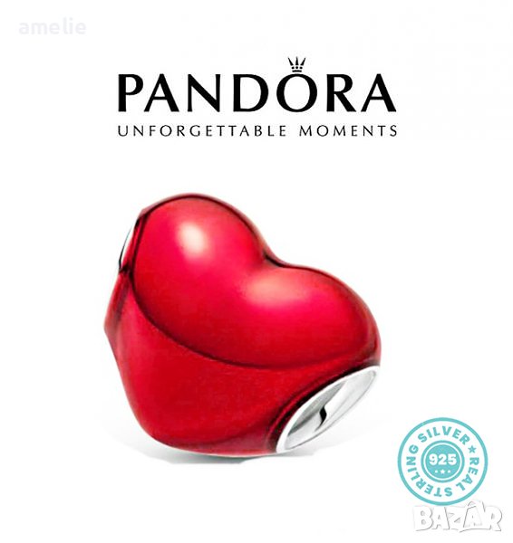 Талисман Pandora Пандора сребро 925 Red Heart. Колекция Amélie, снимка 1