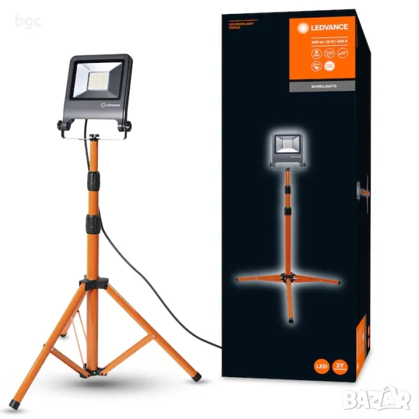 Прожектор LED със стойка Ledvance Tripod, 50W, 2700 lm, A+, Неутрална температура (4000K), IP65/IP44, снимка 1
