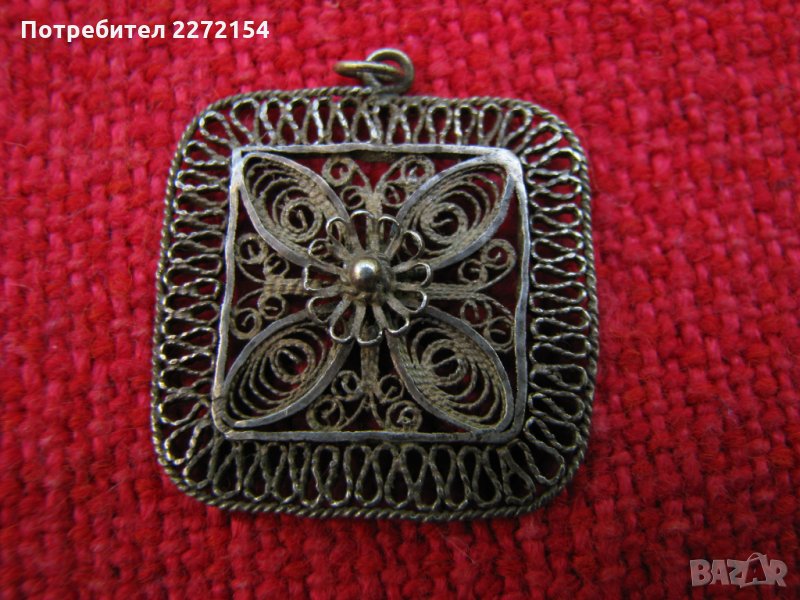 Медальон цвете филигран сребро, снимка 1