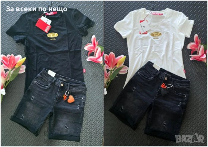 Дамски Летен Комплект Потник Diesel И Къси Дънки👚🩳Дамски Къс Екип Код VL-107, снимка 1