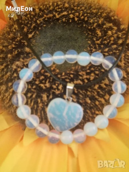 Комплект гривна и колие лунен камък, снимка 1