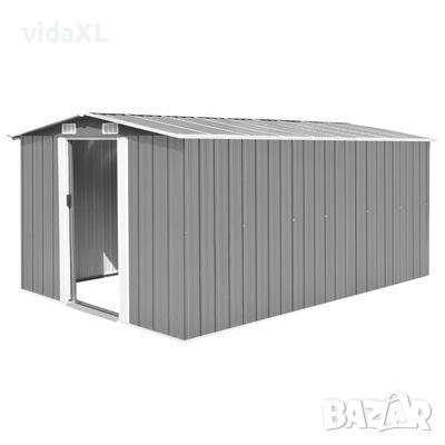 vidaXL Градинска барака, 257x392x181 см, метал, сива(SKU:801090, снимка 1