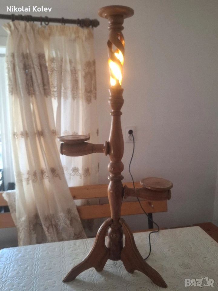 Античен дървен лампион, снимка 1