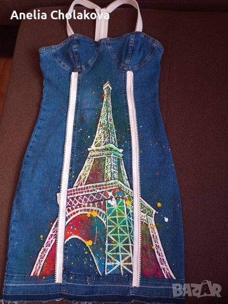 Уникална ръчно рисувана рокля, снимка 1