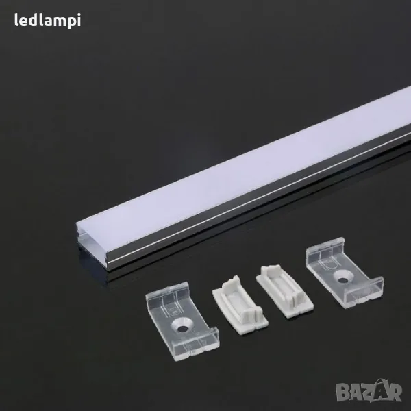 Алуминиев Профил За LED Лента 2000х23,5x10mm Широк MILKY, снимка 1