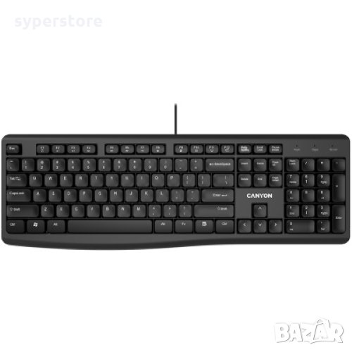 Клавиатура USB Мултимедийна CANYON CNE-CKEY5-BG Кирилизирана с Ергономичен дизайн и Тихи бутони, снимка 1