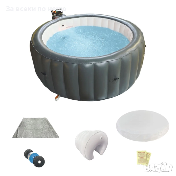 Луксозно надуваемо СПА джакузи с отоплителна помпа и покривало, снимка 1
