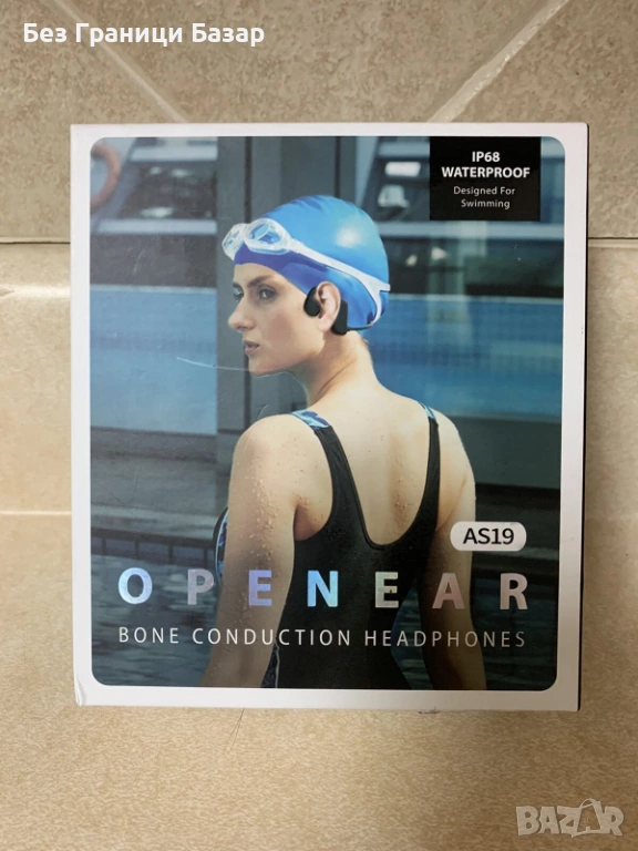 Нови Bluetooth слушалки с костна проводимост IP68 водоустойчиви за плуване, снимка 1