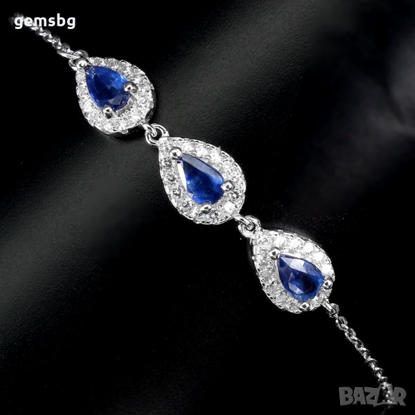 Гривна с естествени сапфири и циркони, снимка 1