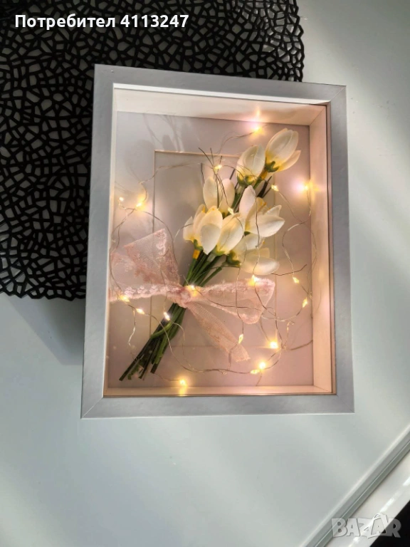 Светеща картина с цветя, снимка 1
