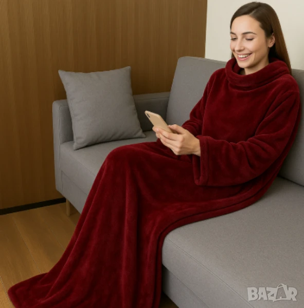 Плюшено одеяло с ръкави XXL – 145 х 195 см, снимка 1