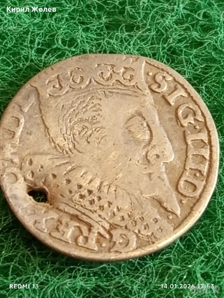 Сребърна монета 3 гроша 1596г. Сигизмунд трети Полша за КОЛЕКЦИЯ 52894, снимка 1