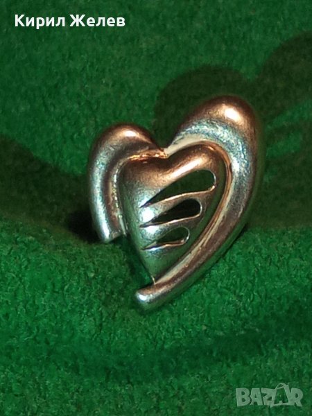 СТИЛИЗИРАН СЪРЦЕВИДЕН СТАР СРЕБЪРЕН АЖУРЕН АРТ ПРЪСТЕН СРЕБРО 925 МАЙСТОРСКА ИЗРАБОТКА 6709, снимка 1