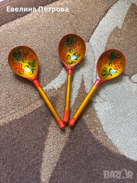 Дървени рисувани лъжици Хохлома, снимка 1