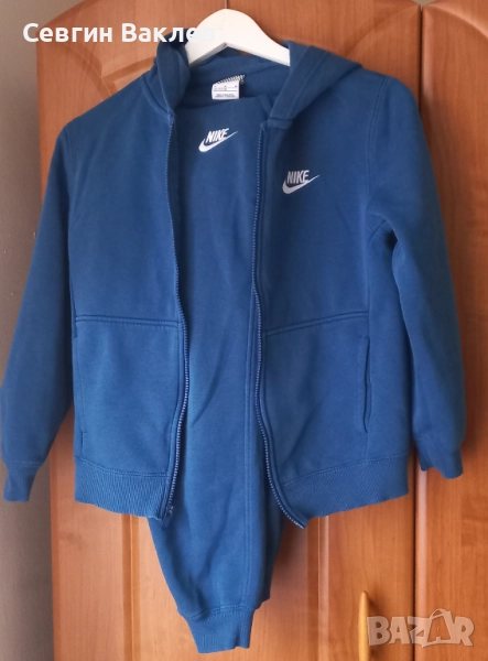 Nike - Спортен екип с цип и качулка, Син, 137-147 CM, снимка 1