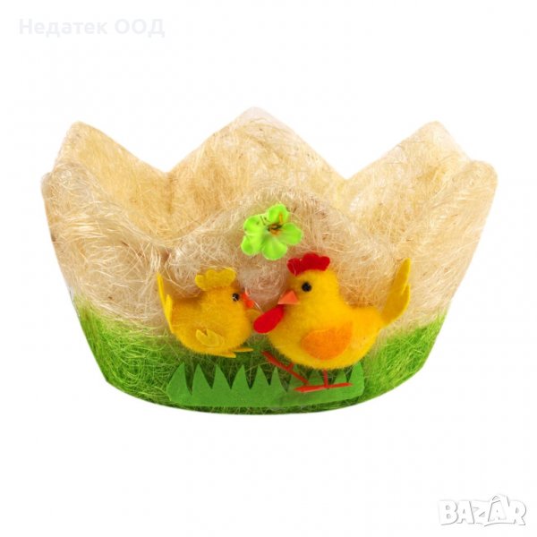 Великденска декорация, Панер, Яйчена черупка, Многоцветна, 20x10см, снимка 1