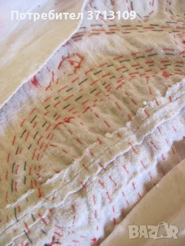 Стара възглавница -вълнени ширити и лен, ръчно шита,74х46см., снимка 11 - Антикварни и старинни предмети - 49402786