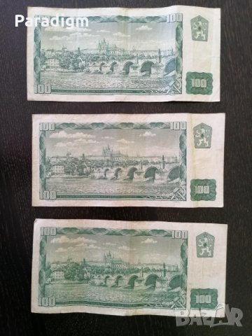 Лот 3 банкноти (с поредни номера) - Чехословакия - 100 крони | 1961г., снимка 2 - Нумизматика и бонистика - 29105490
