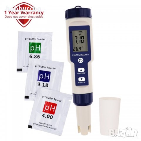 5-в-1 тестер за pH,TDS,EC, соленост, температура, WQM-303, снимка 1