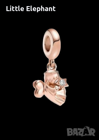 Сребърен висящ елемент"Ангел-пазител",Rose Gold/нов