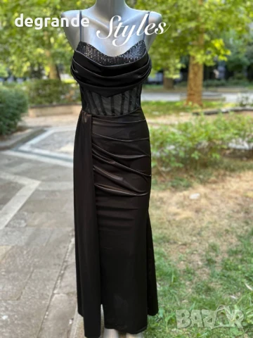 Сатенена дамска рокля в три цвята.Черна Бежава и Циклама, снимка 8 - Рокли - 51153010