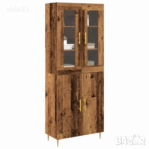 vidaXL Висок шкаф 2 бр. Старо дърво 69,5 x 34 x 180 см, снимка 3 - Бюфети - 56147040