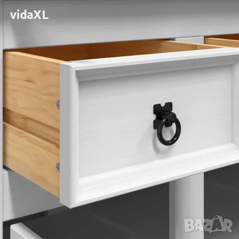 vidaXL Висок шкаф Corona, бял, 112x43x191,5 см, мексикански бор масив, снимка 8 - Бюфети - 56147354