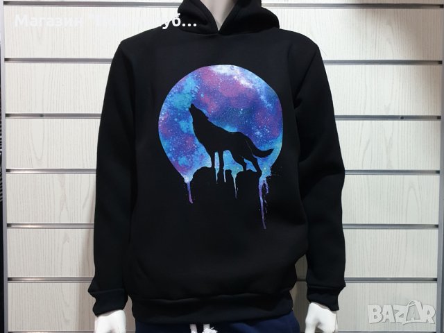 Нов мъжки суичър с дигитален печат Вълк, Голяма Луна, Серия вълци, снимка 9 - Суичъри - 30197522