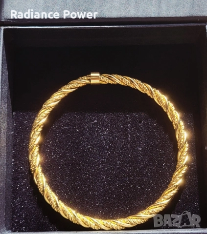 Гривна с плетка и 18К златно покритие , снимка 3 - Гривни - 51755958