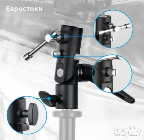 TARION държач за чадър и светкавица за статив, регулируем на 180°, снимка 6 - Чанти, стативи, аксесоари - 47284964