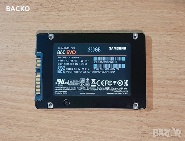 Хард диск SSD 250Gb 2,5  SAMSUNG, снимка 2 - Твърди дискове - 53882567