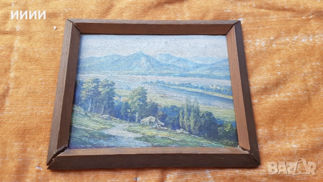 Стара картина пейзаж , снимка 2 - Антикварни и старинни предмети - 52867715