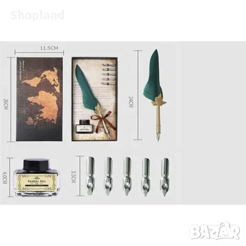 Подаръчен комплект перо за писане и бутилка с мастило, снимка 2 - Арт сувенири - 47279142