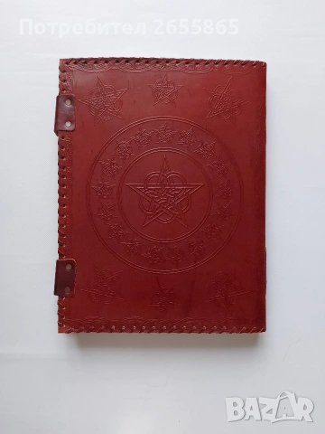 Кожен тефтер с инкрустация, снимка 3 - Други ценни предмети - 52679915