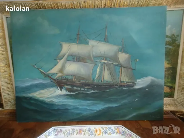 Морски пейзажи,  маслени картини, подписани от испански или италиански автори, снимка 10 - Картини - 56191256