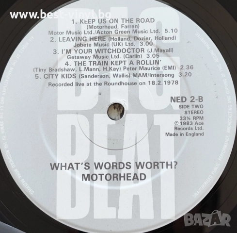 Грамофонна Плоча (Motörhead - What’s Words Worth? (Recorded Live)), снимка 3 - Грамофонни плочи - 52157272