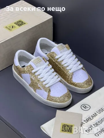 Golden Goose Дамски Бели Маратонки Със Златен Глитер👟Дамски Спортни Обувки GGDB Код E98, снимка 6 - Маратонки - 55795410