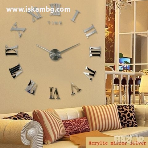 Големи 3д стенни часовници с арабски, римски и др цифри - лепящи, снимка 13 - Други - 37632258