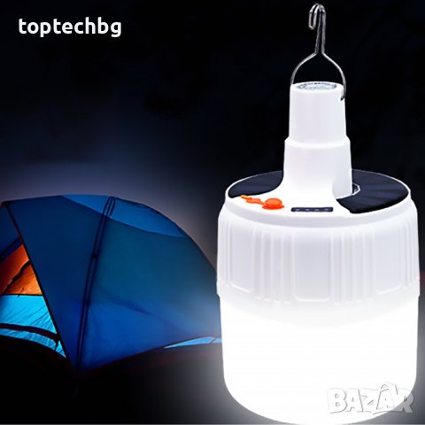 80W Соларна къмпинг лампа за окачване с няколко режима на осветление, снимка 1