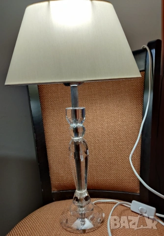 ПРОМО! Немски Настолни нощни кристална лампа с абажур от текстил и керамична със стъкло, снимка 8 - Настолни лампи - 53594089