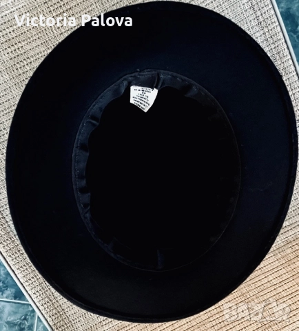 Черна вълнена шапка FEDORA - класическа, 100% вълна, 59 размер, снимка 8 - Шапки - 52426683