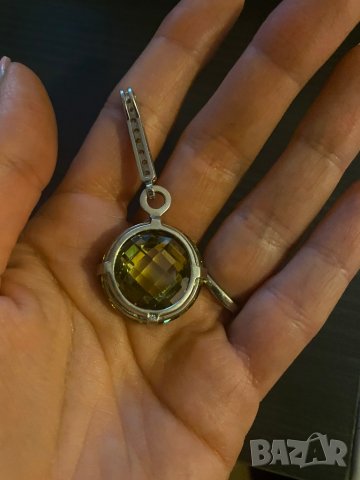 Масивен сребърен медальон със сваровски кристали, снимка 2 - Други - 39555845