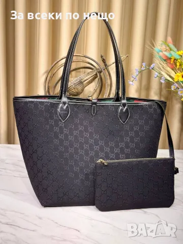 Gucci Стилна Дамска Чанта Тип Тоут С Монограм И Малък Несесер Към Тях-Различни Цветове Код SEM-656, снимка 5 - Чанти - 55931420