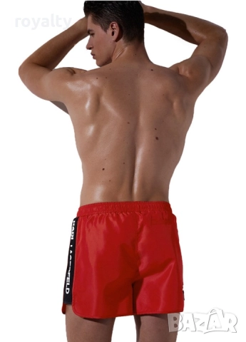 Karl Lagerfeld Оригинален Мъжки Бански, 100% Полиестер, L, Червен, снимка 5 - Спортни дрехи, екипи - 52687939