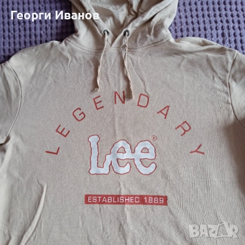 КАТО НОВ LEE L/XL LOOSE HOODIE beige/melange sweatshirt суичър худи анорак Лий, снимка 2 - Суичъри - 52909439