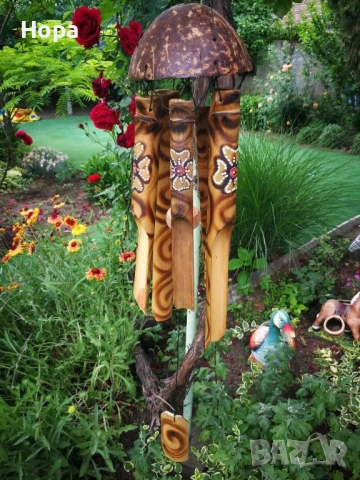 Вятърен звънец от дърво и бамбук Кокос , снимка 8 - Декорация за дома - 36766670