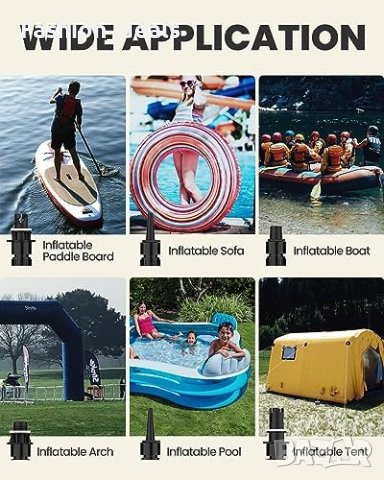 Нова помпа адаптер и въздушен маркуч комплект за надуваема лодка басейн тента, снимка 6 - Водни спортове - 42256286