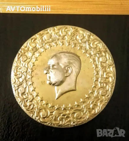 Позлатена турска монета 500 куруша 1951 г. с позлатен 24 карат сертификат , снимка 4 - Нумизматика и бонистика - 48128235