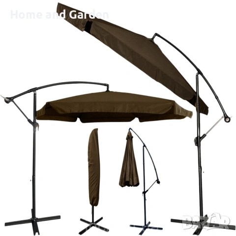 Голям градински чадър със странична стойка Ø 350 см — UV защита + Покривало, снимка 11 - Градински мебели, декорация  - 53895826