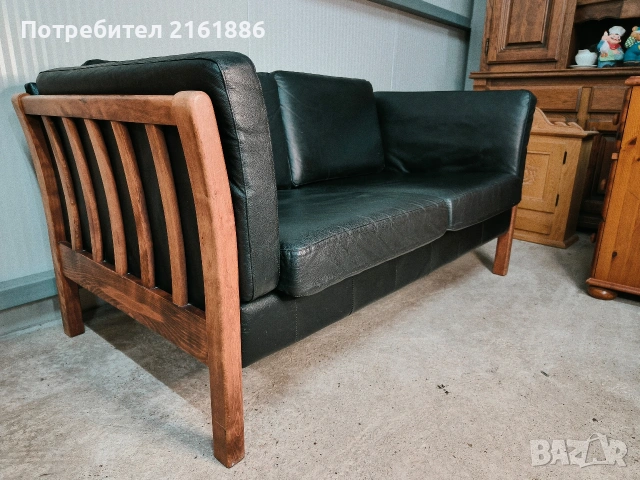 Датски винтидж диван двойка от естествена кожа , снимка 2 - Дивани и мека мебел - 54129616